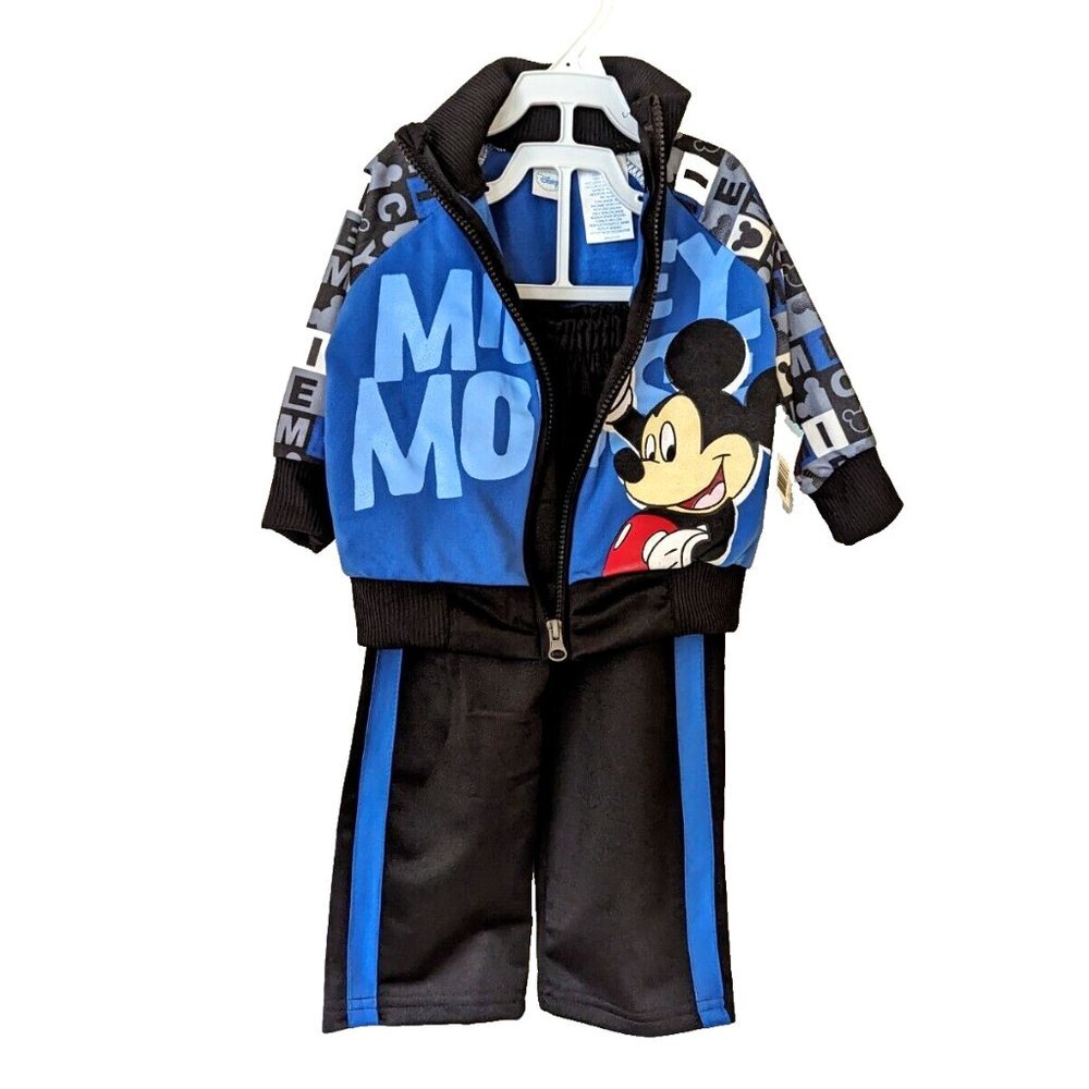 Disney Mickey Mouse 2-PC Outfit Blue Raglan Jacket & Pant Sweatshirt 12 …